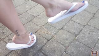 Candid Style Flip Flop Dangling in Public