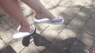 Candid Style Flip Flop Dangling in Public