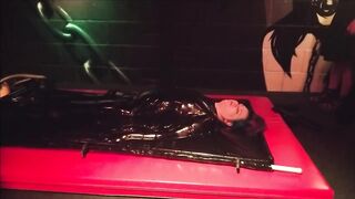 Latex Girls first Time in Rubber Vac Bed